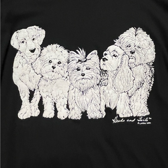 Heads and Tails Dog Vintage Shirt -Jerzees, XL, Black - Picture 2 of 5